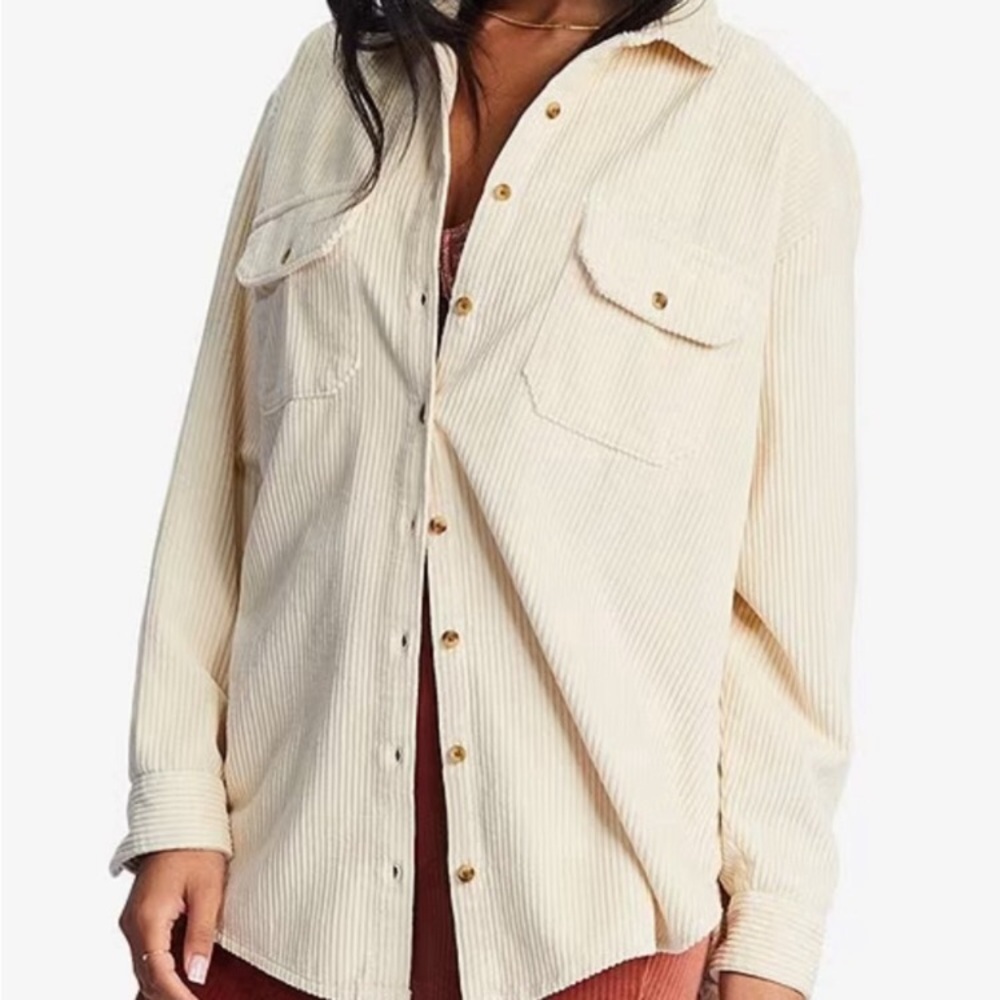 Billabong Women’s Butter Yellow Corduroy Shirt.